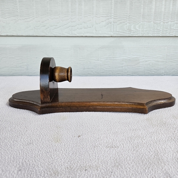 VTG Wooden Wall Sconce Taper Pillar Candle Holder One MCM Brown Scalloped - Picture 6 of 7